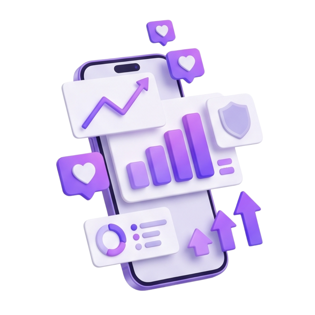 Ilustración Attention Metrics: smartphone con gráficos de atención y engagement